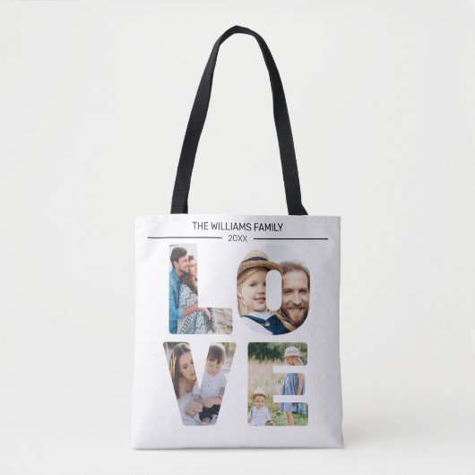 Aangepaste foto Upload Design Your Ewn Love Collag Tote Bag (Voorkant)