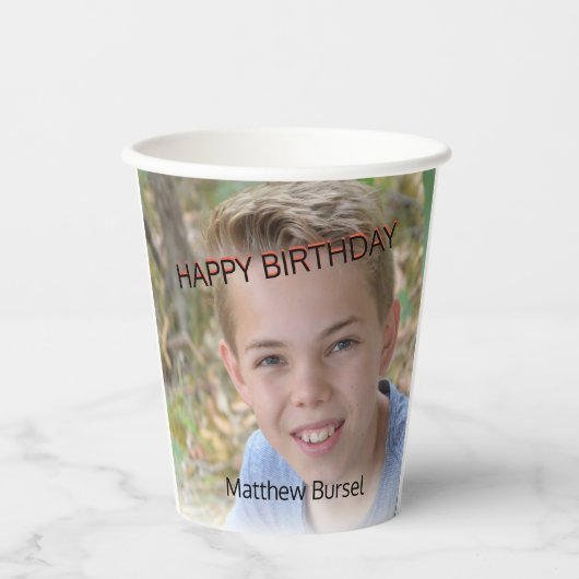 Aangepaste foto-upload 🎈 Monogram Papieren Bekers (Voorkant)