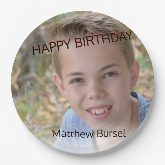 Aangepaste foto uploaden 🎈 Monogram Papieren Bordje (Voorkant)