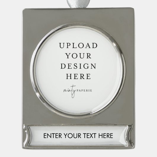 Aangepaste foto uploaden verzilverd banner ornament (Voorkant)