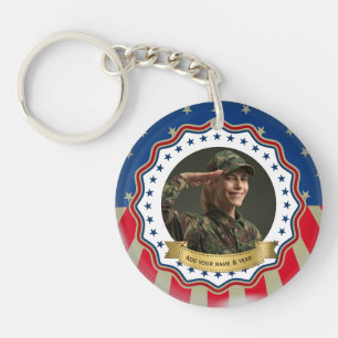 Aangepaste foto USA-militair - Veteraan- en gedenk Sleutelhanger