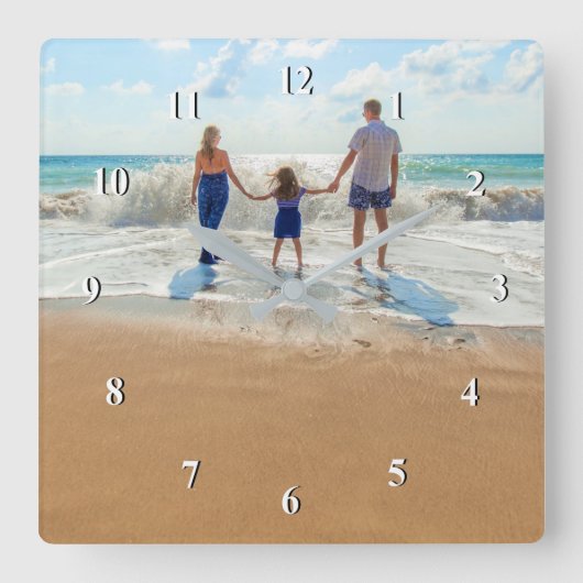 Aangepaste foto - Uw eigen ontwerp - Voeg uw famil Vierkante Klok (Voorkant)