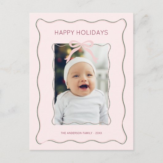 Aangepaste Foto Vakantie Briefkaart Bow Squiggly L (Voorkant)