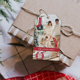 aangepaste foto vakantie JOY Kerstcadeau Cadeaulabel