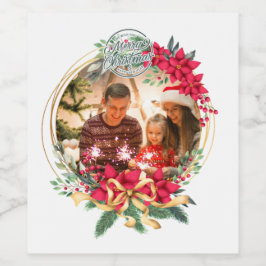 Aangepaste foto Vakantie Kerstmis Wijn labels Etiket