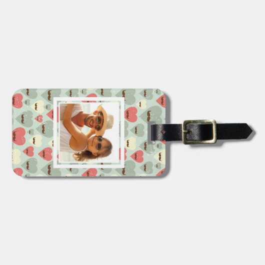 Aangepaste foto-Valentijn hart en snor Bagagelabel (Voorkant horizontaal)