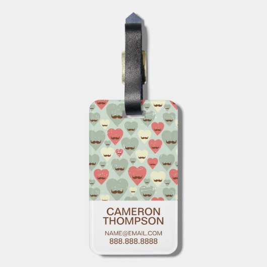 Aangepaste foto-Valentijn hart en snor Bagagelabel (Achterkant verticaal)