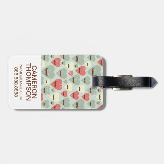 Aangepaste foto-Valentijn hart en snor Bagagelabel (Achterkant horizontaal)