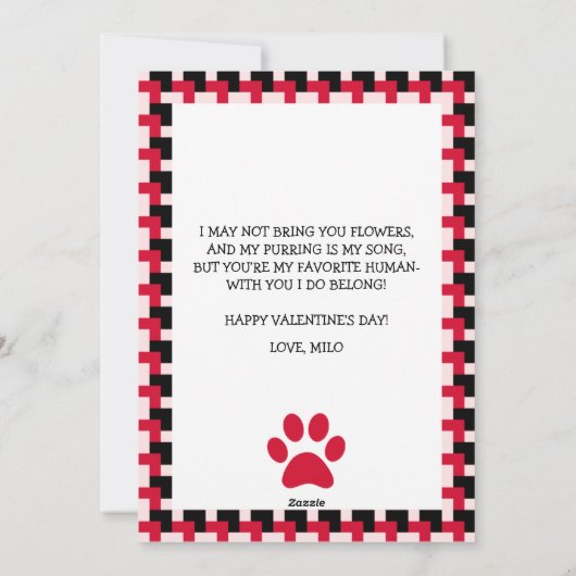 Aangepaste Foto Valentijn Kaart van The Cat (Achterkant)