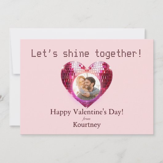 Aangepaste Foto Valentijnsdag Disco Hart Kaart (Voorkant)