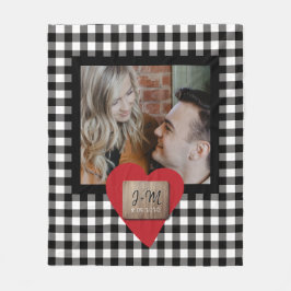 Aangepaste foto Valentijnsdag koppel initiaal hart Fleece Deken