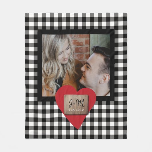 Aangepaste foto Valentijnsdag koppel initiaal hart Fleece Deken (Voorkant)