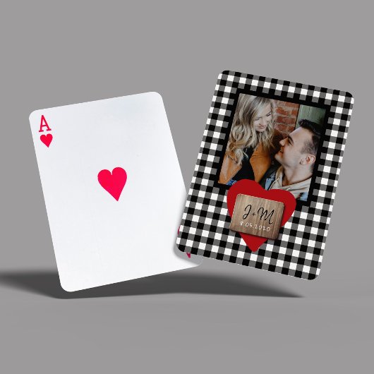 Aangepaste foto Valentijnsdag stel initialen hart Pokerkaarten