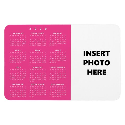 Aangepaste foto van 2020 | Hot-roze magenta-agenda Magneet (Horizontaal)