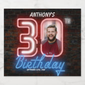 Aangepaste foto van 30e verjaardag 80s Retro Neon  Bier Etiket (Enkel label)