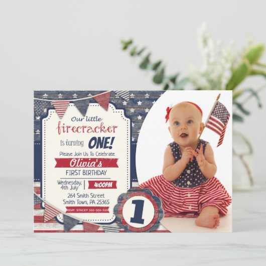 Aangepaste foto van 4 juli kaart (Staand voorkant)