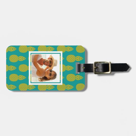 Aangepaste foto van ananas tropische vruchten bagagelabel (Voorkant horizontaal)