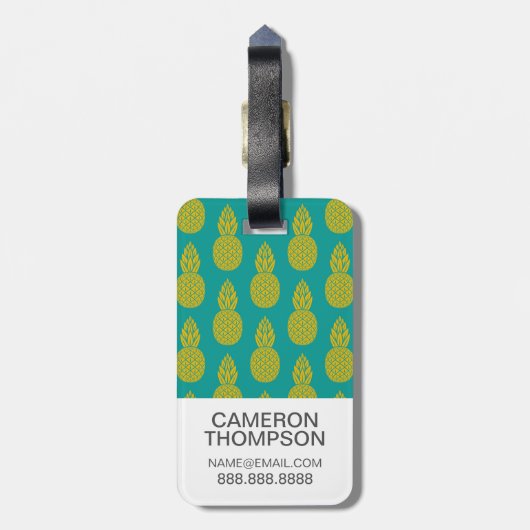 Aangepaste foto van ananas tropische vruchten bagagelabel (Achterkant verticaal)