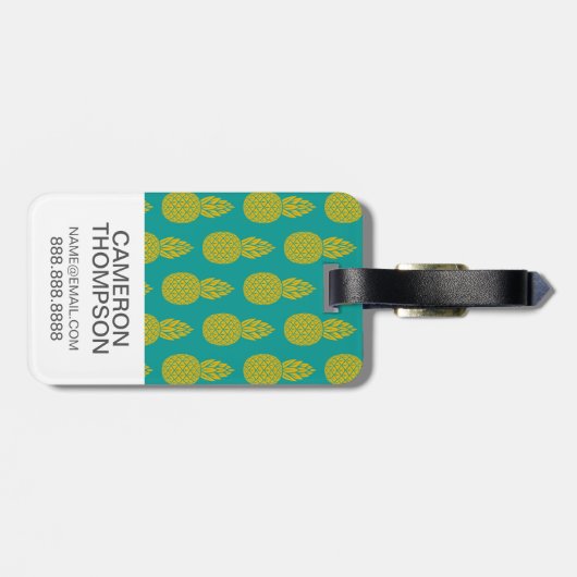 Aangepaste foto van ananas tropische vruchten bagagelabel (Achterkant horizontaal)