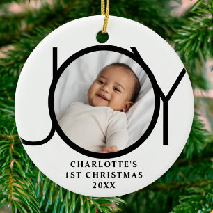 Aangepaste foto van babymeisje met eerste kerstfee keramisch ornament
