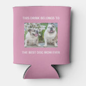 Aangepaste foto van beste hond Mam Aangepast Roze Blikjeskoeler (Voorkant)