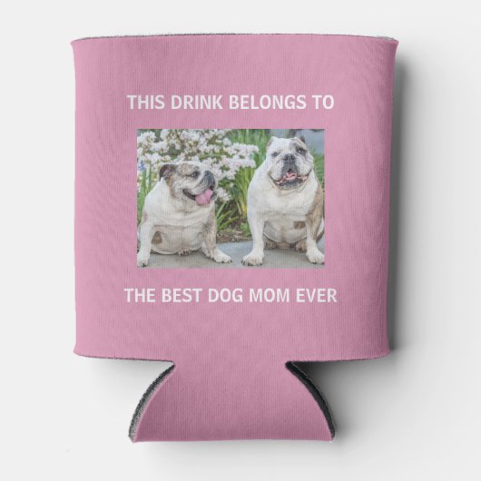Aangepaste foto van beste hond Mam Aangepast Roze Blikjeskoeler (Voorkant)