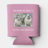 Aangepaste foto van beste hond Mam Aangepast Roze Blikjeskoeler (Achterkant)