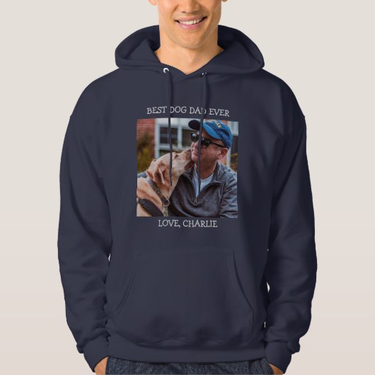 Aangepaste foto van beste hond vader ooit Vaderdag Hoodie (Voorkant)