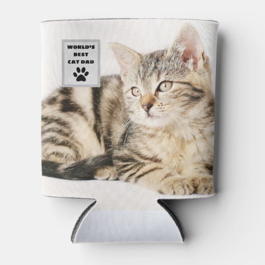 Aangepaste foto van beste kattevader ter wereld blikjeskoeler (Voorkant)