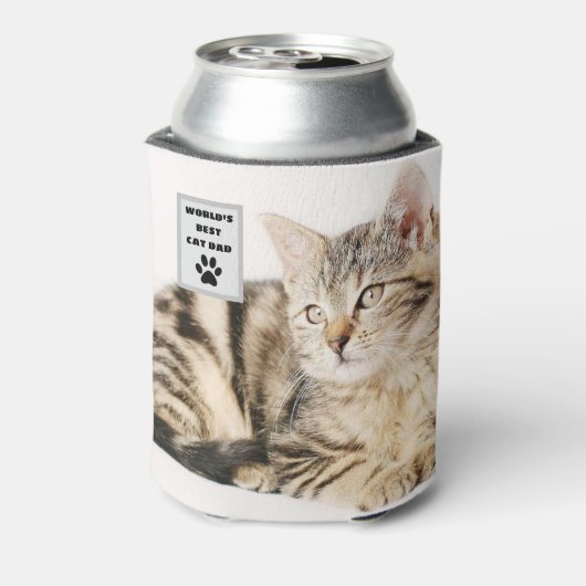 Aangepaste foto van beste kattevader ter wereld blikjeskoeler (Blikje Achterkant)