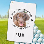 Aangepaste foto van beste vader op foto van pot golfhanddoek<br><div class="desc">Beste vader met vader... Twee van je favoriete dingen, golf en je hond. Nu kun je je beste vriend meenemen terwijl je 18 gaten speelt. Pas deze hondengolfhanddoeken aan met je favoriete foto en naam. Geweldig geschenk voor alle golf en hondenliefhebbers, van de hond! COPYRIGHT © 2020 Judy Burrows, Black...</div>