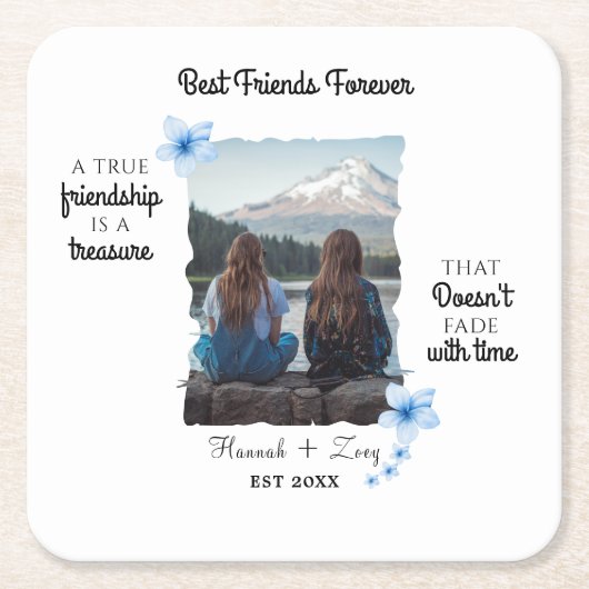 Aangepaste foto van beste vrienden voor ooit kartonnen onderzetters (Voorkant)