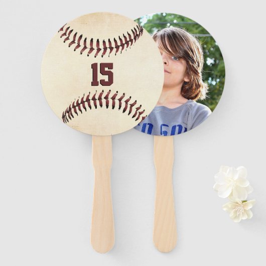 Aangepaste foto van bijtende Baseball-stralen Handwaaier (Voorkant en achterkant)