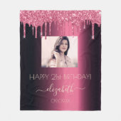 Aangepaste foto van Birthday burgundy glitter roze Fleece Deken (Voorkant)
