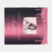 Aangepaste foto van Birthday burgundy glitter roze Fleece Deken (Voorkant (Horizontaal))