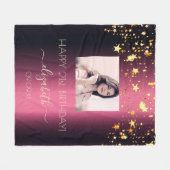 Aangepaste foto van Birthday: goudsterren met vuur Fleece Deken (Voorkant (Horizontaal))