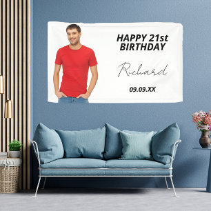 Aangepaste foto van Birthday party, blanke moderne Spandoek