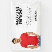 Aangepaste foto van Birthday party, blanke moderne Spandoek (Verticaal)