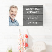 Aangepaste foto van Birthday party rustig wood gri Spandoek (Insitu)