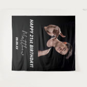 Aangepaste foto van Birthday party zwart-wit moder Wandkleed (Voorkant (horizontaal))