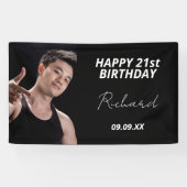 Aangepaste foto van Birthday-party zwart-wit Spandoek