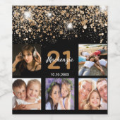 Aangepaste foto van Birthday zwarte goudnaam Wijn Etiket (Enkel label)