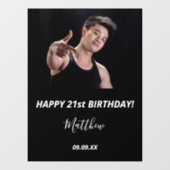 Aangepaste foto van Birthday zwarte witte moderne  Raamsticker (Vel)