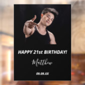 Aangepaste foto van Birthday zwarte witte moderne  Raamsticker (Vel 2)