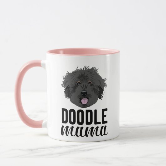 Aangepaste foto van Black Doodle Dog Mama Mok (Links)