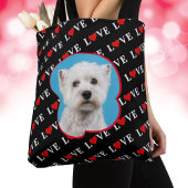 Aangepaste foto van Black LOVE Modern Chic Elegant Tote Bag