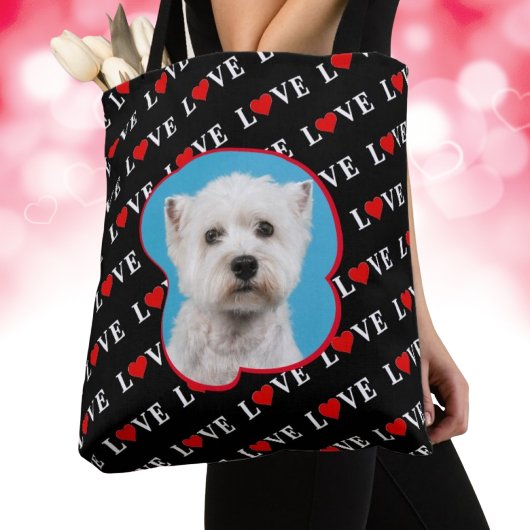 Aangepaste foto van Black LOVE Modern Chic Elegant Tote Bag