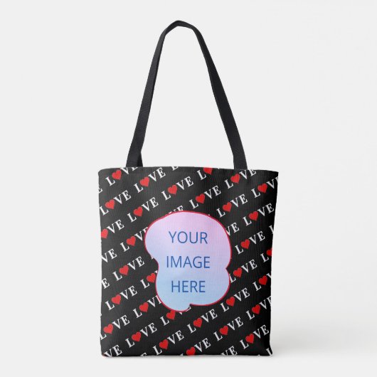 Aangepaste foto van Black LOVE Modern Chic Elegant Tote Bag (Achterkant)