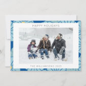 Aangepaste foto van blauw Japans Floral Patroon Feestdagenkaart (Voorkant)