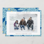 Aangepaste foto van blauw Japans Floral Patroon Feestdagenkaart (Voorkant / Achterkant)